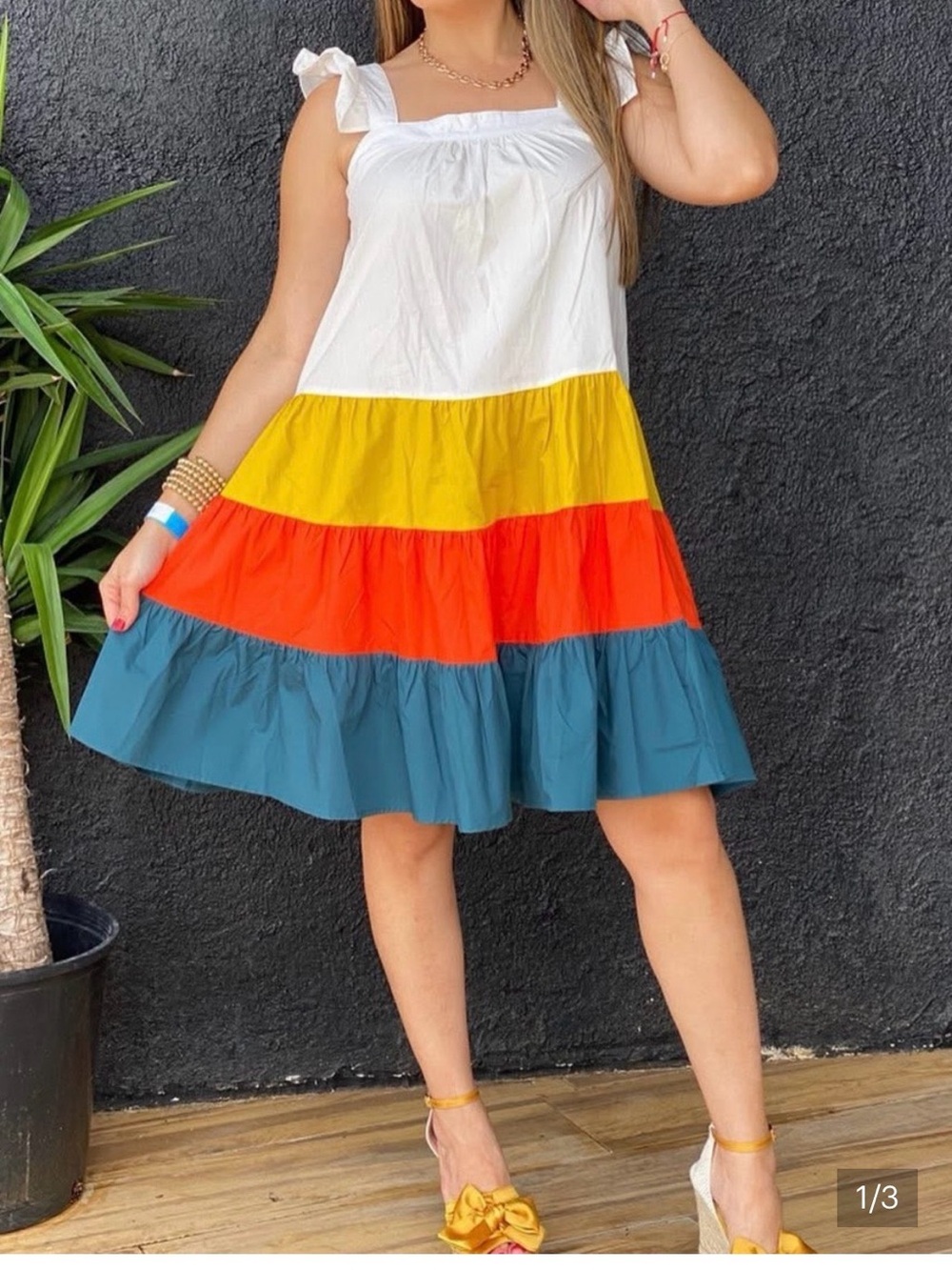 New w tags on THML Women's Colorblock Skirt - White, Yellow, Orange